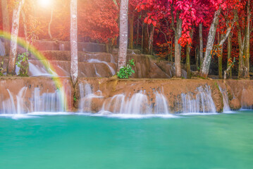 wonder Tad Sae Waterfalls at Luang prabang, Laos. Waterfall in rain forest.