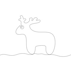 Stylized cute deer. Continuous One Line Drawing. Outline style. Vector illustration for decor, greeting cards, posters, prints for clothes, emblems.