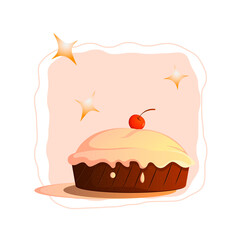 vector illustration autumn cherry pie