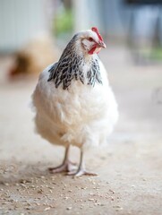 Close-up of white chicken in the backyard in Adelaide, South Australia