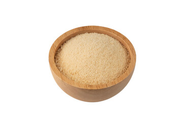 Instant Ginger Drink Sugar.Ginger Powder in wooden bowl isolated on white background with Clipping Path