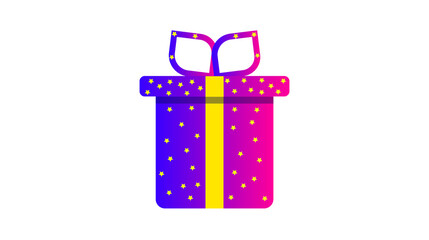 surprise pink gift box, birthday celebration, special give away package, loyalty program reward, vector icon, flat illustration