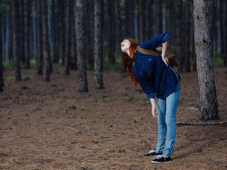 woman hiker walk nature backpack vacation adventure