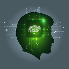head ai illustration artificial intelligence, machine learning