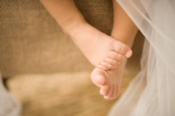 baby feet on white