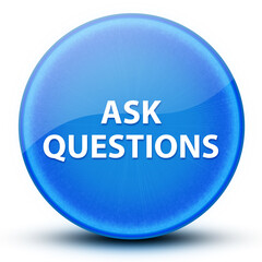 Ask Questions eyeball glossy elegant blue round button abstract