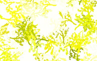 Light Green, Yellow vector doodle layout with leaves, branches.