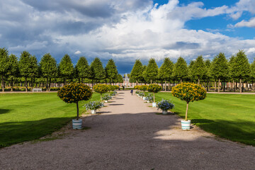 Schwetzingen, Germany. Picturesque park alley