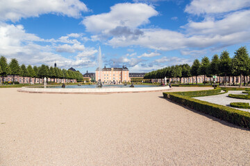 Schwetzingen, Germany. Fountain in the central alley of the park 