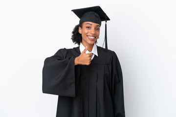 Young university graduate African American woman isolated on white background giving a thumbs up gesture