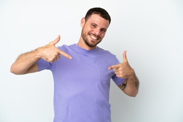 Young Brazilian man isolated on white background proud and self-satisfied