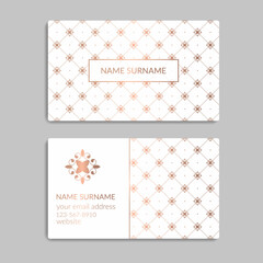 White and gold luxury business card. Vector ornament template. Great for invitation, flyer, menu, background, wallpaper, decoration, packaging or any desired idea.