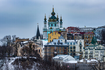 Winter St. Andrew's Church in Kiev