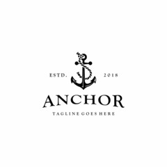 Vintage Ship Anchor Symbol Rustic Logo Design