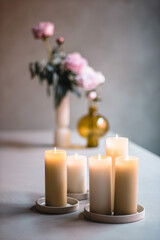 Candle light and flowers