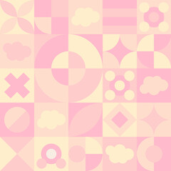 Vector Graphic of Neo Geometric Design. Abstract Geometric Pattern Wallpaper. Seamless Geometry Shapes Background. Pink Color Theme Design Template. Good for Brochure, Flyer, Magazine, Poster