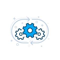 optimization process, operations vector line icon