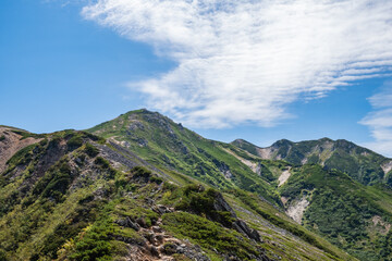 美しい山並みと雲