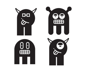 cute and spooky monster characters set vector