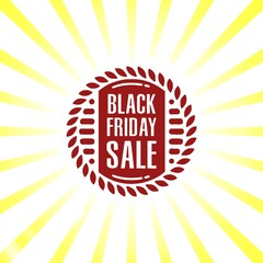 Black friday retro sales banner with sunrays, announcing discount, advertisement items, oldskool banner sunburst background