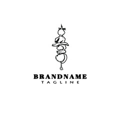 Obraz premium barbecue logo cartoon icon design template black isolated cute illustration