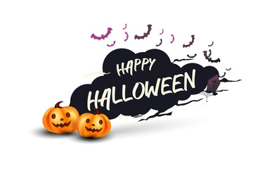 Happy Halloween text banner. Vector illustration