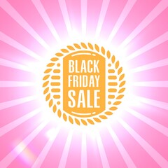 Black friday retro sales banner with sunrays, announcing discount, advertisement items, oldskool banner sunburst background