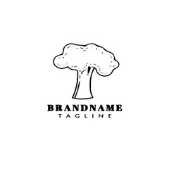 broccoli logo cartoon icon template black isolated vector illustration
