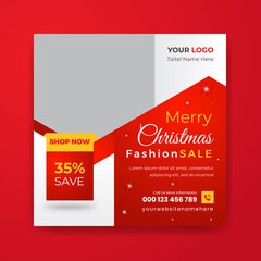 Merry Christmas Fashion Sale Social Media Post Square Web Banner Template Design