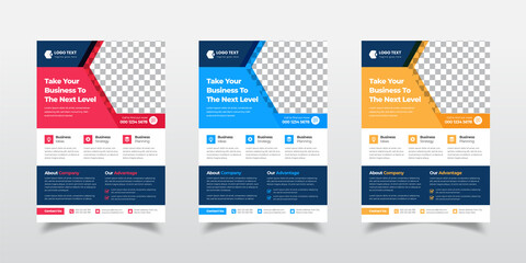Modern Corporate Business Company Agency A4 Flyer Template Or Colorful Shape Flyer Template Design