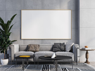 Living room interior house floor template background frame mockup design copy space 3d render