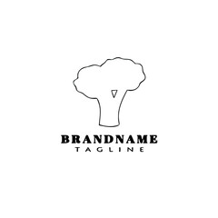 broccoli logo cartoon icon flat template black isolated vector illustration