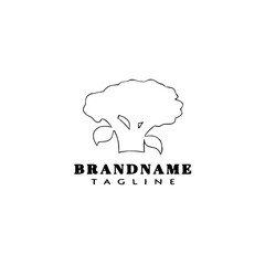 broccoli logo cartoon icon design template black flat vector illustration
