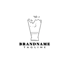 broken bottle cartoon logo icon concept template black isolated vector illustration