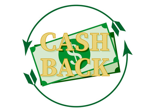 Icono de cash back con billetes de dolar.