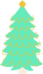 Decorative Christmas tree art on the white isolated background.