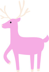 Santa Claus Pink reindeer icon. Christmas deer art. Happy New year.