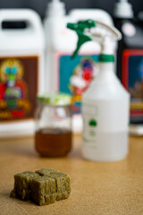 Rockwool cube with spray bottle