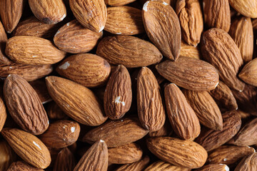 Almonds in close up macro made as a food backgroun