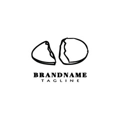 Obraz premium broken egg logo cartoon design template icon black isolated vector flat