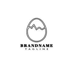 broken egg logo cartoon design cute icon black isolated vector illustration