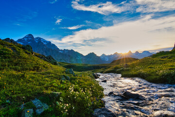 Coucher de soleil sur Aiguilles d'Arves