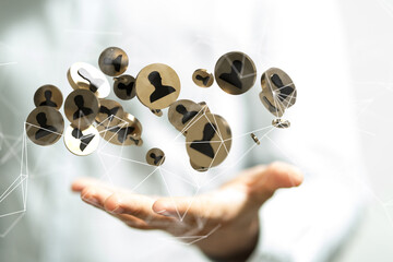 using social network connection 3D rendering