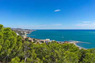 Fototapeta na wymiar Panoramic view of the port of Malaga from the Gibralfaro Castle