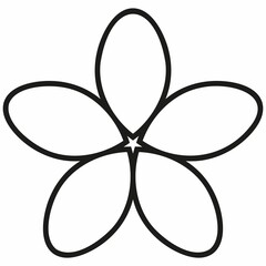 flower, black outline isolated on white background, radial design element, flat illustration, icon