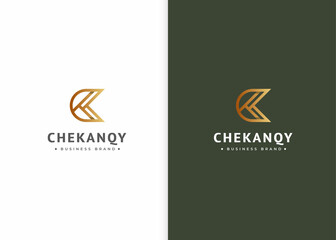 Minimalist Letter K C luxury logo design template