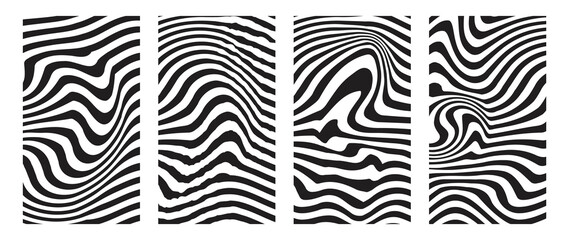 Vector set of abstract black and white zebra horse motif design background