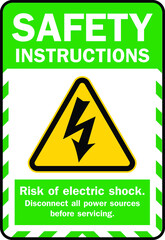 Caution Risk Of Electric Shock Signs.