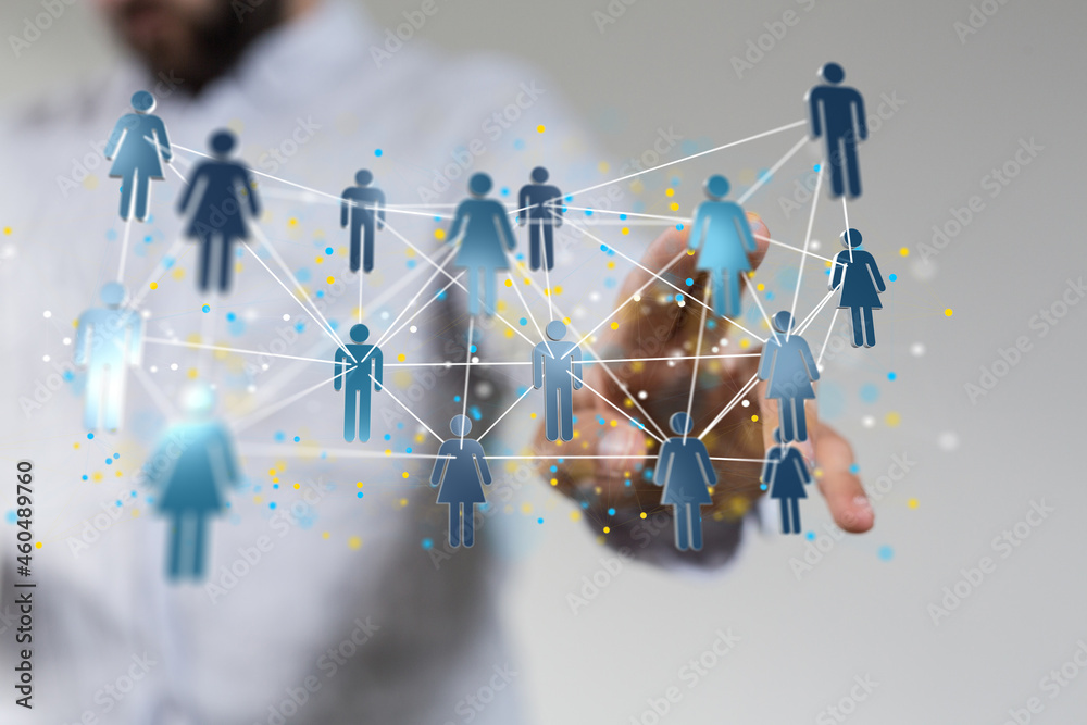Leinwandbilder Global network. Blockchain. 3D illustration. Neural networks and artificial intelligence. Abstract