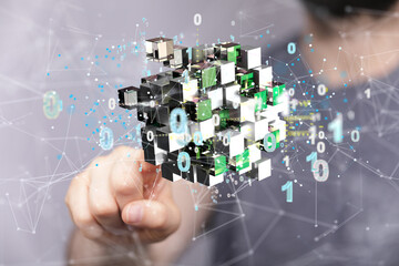 Internet infrastructure concept. Abstract technology background. 3D rendering.